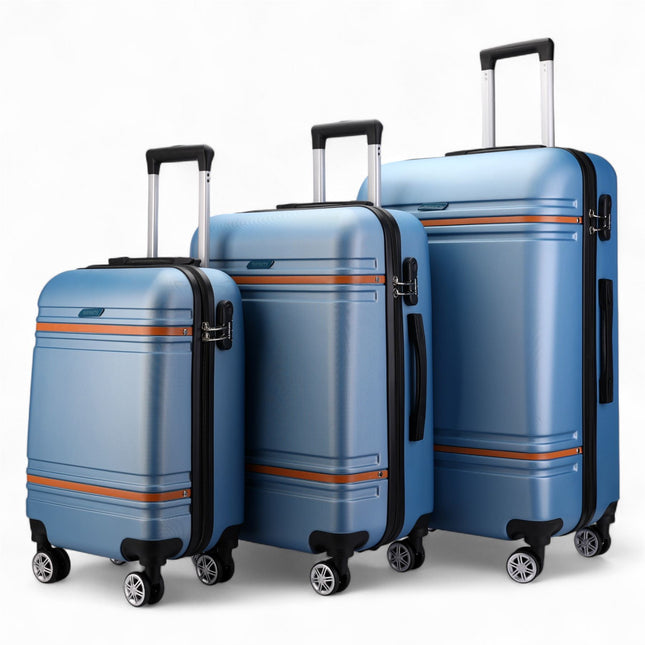 Hard Shell Modern Dual 4 Wheel Luggage Suitcase Set
