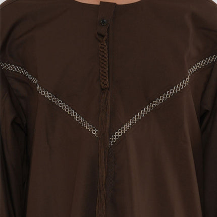 Kids Boys Eid Brown Moroccan Thobe Robe Djellaba Ramadan Eid Jubba- K-HM10