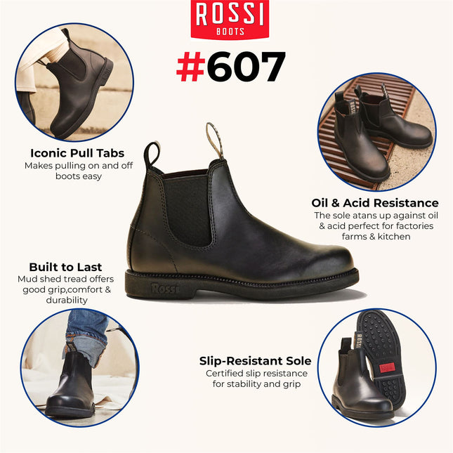 Rossi 607 Booma Black Leather Chelsea Boot