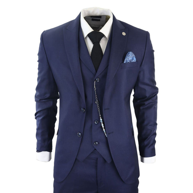 Men's Classic 3-Piece Plain Navy Suit