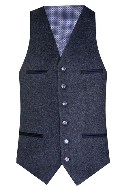 Mens 3 Piece Navy Blue Wool Tweed Vintage Retro Suit
