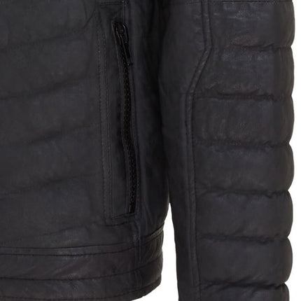 Men's Puffer Leather Biker Quilted Vintage Bomber Jacket