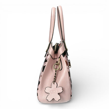Laura Vita Aramis-08 Womens Rose Pink Floral Print Adjustable Straps Shoulder Tote Handbag