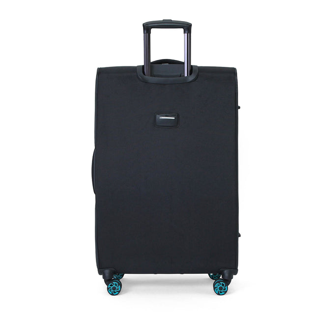 Soft Shell Black 1680D Polyester Suitcase Set 8 Wheel TSA Lock Luggage