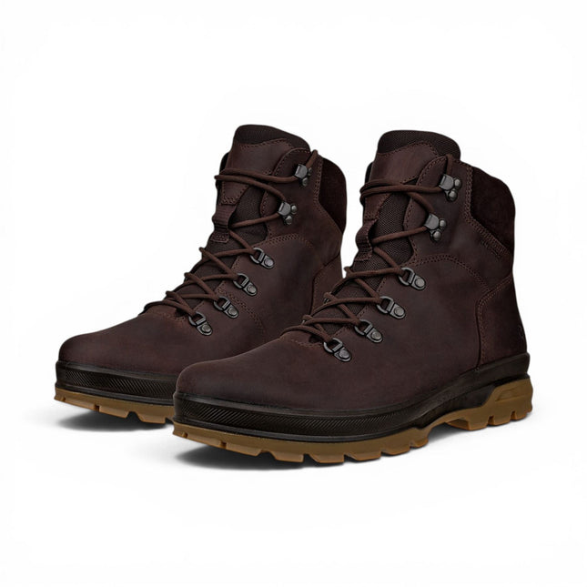 Ecco Men's Brown Leather Waterproof Lace-up Hiking Boots - Rugged Track 25