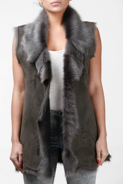 Women's Toscana Sheepskin Long Gilet-Sorocaba