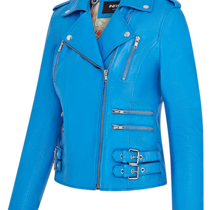Womens Leather Brando Biker Jacket-Orlando