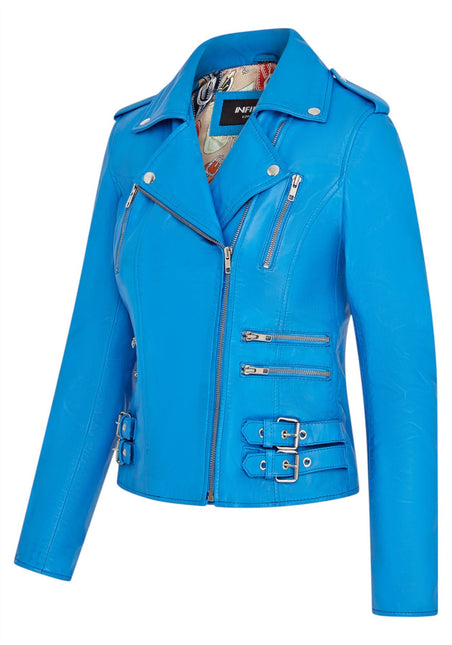 Womens Leather Brando Biker Jacket-Orlando