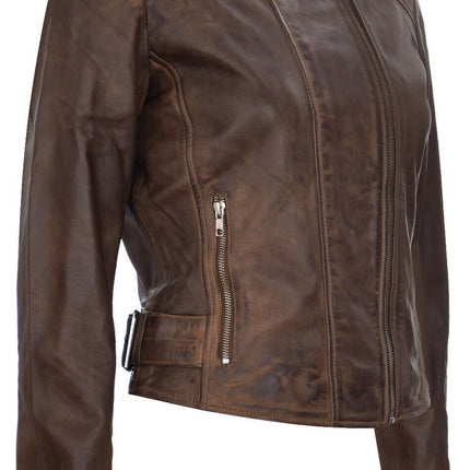 Womens Leather Biker Jacket-Celaya