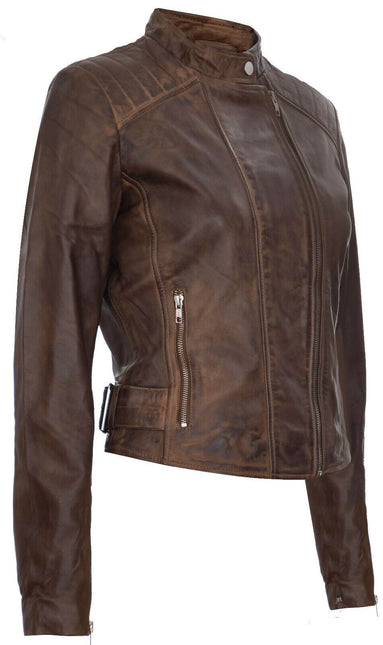 Womens Leather Biker Jacket-Celaya