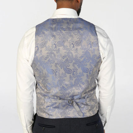 Men's Navy Blue Wool Blend Tweed Formal Waistcoats