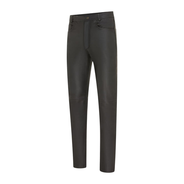 Mens Black Lamb Leather 501 Biker Jeans - Istanbul