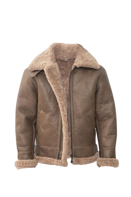 Mens B3 WW2 Sheepskin Leather Flying Aviator Jacket-Houston