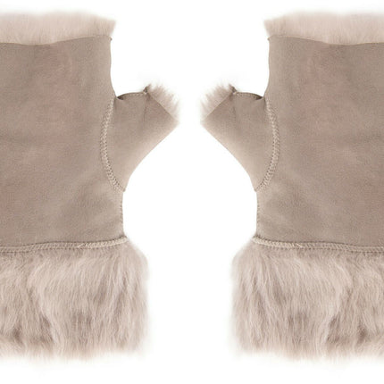 Womens Shearling  Mittens Fingerless Cuffs Toscana Suede Sheepskin Fur