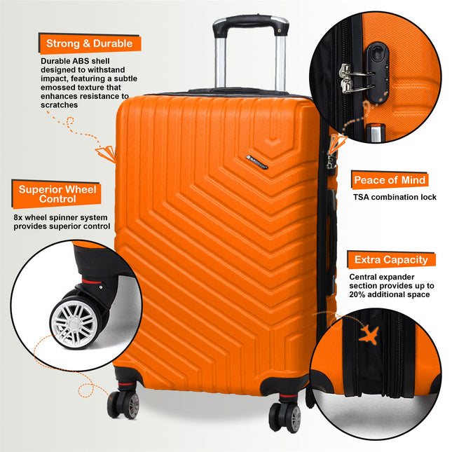 Hard Shell Expandable Cabin 55 x 37 x 22 cm cm ABS Suitcase Luggage Suitable for Easyjet, Ryanair