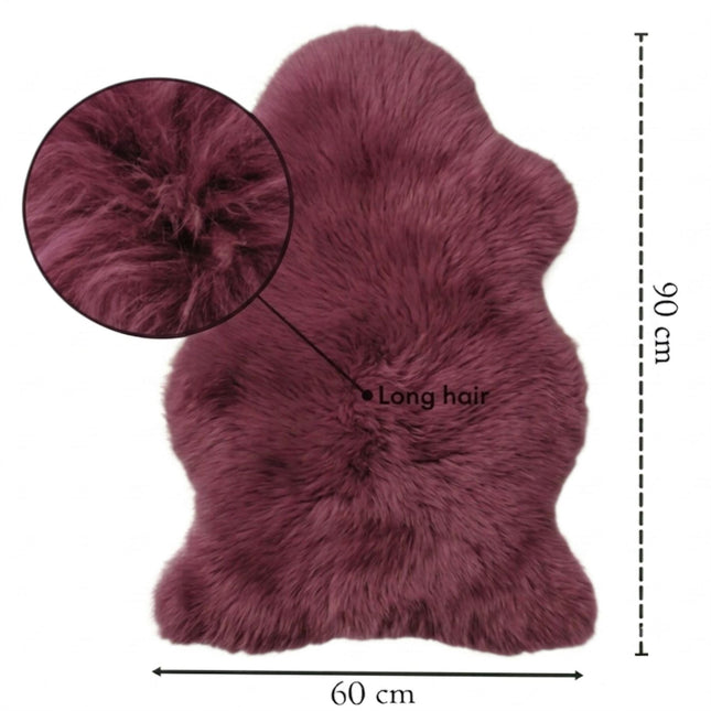 Genuine Burgundy Sheepskin Natural Silky Soft Fluffy Real Wool Rug