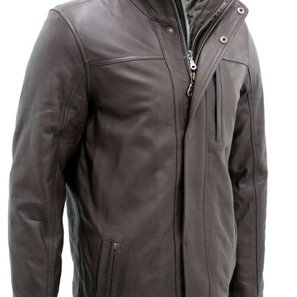 Mens Leather Mid Length Coat-Hanoi