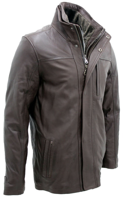 Mens Leather Mid Length Coat-Hanoi