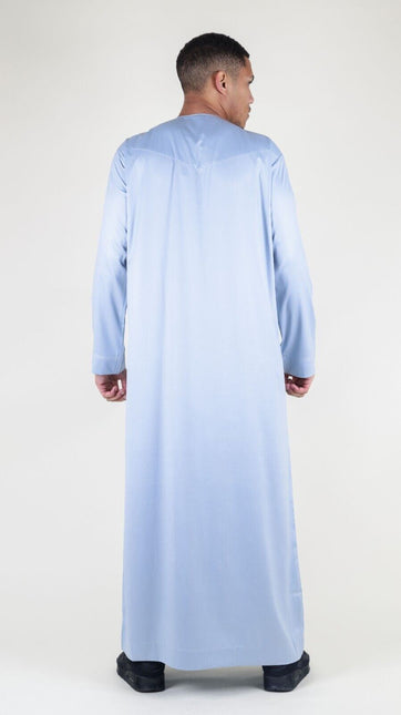 Men's Grey Thobe Robe Satin Emirati Islamic Jubba Eid Regular Fit