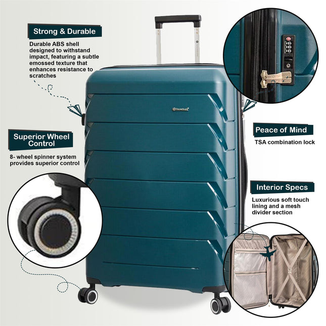Dual 4 Wheel Hard Shell Strong Luggage Suitcase