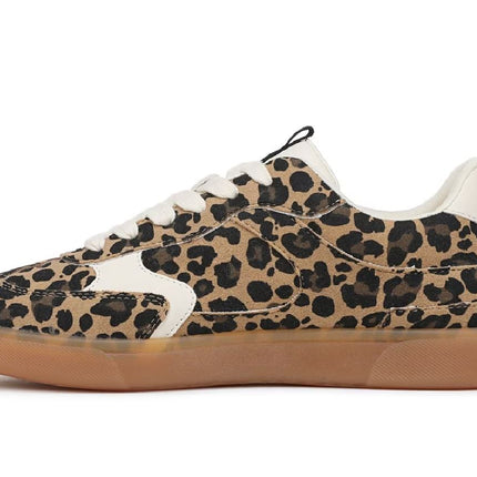 Blowfish Malibu Womens Leopard Brown Lace-Up Sneakers - Tastic