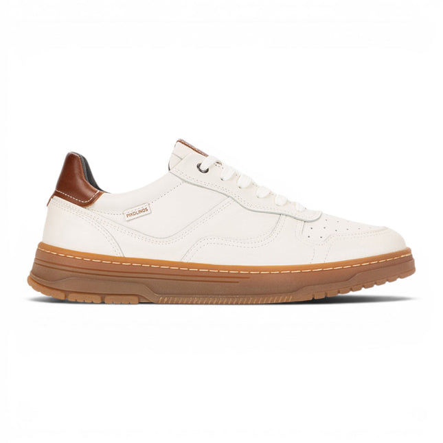 Pikolinos Men's White Leather Sneaker Trainers Lace-Up Sports Shoes - Salinas