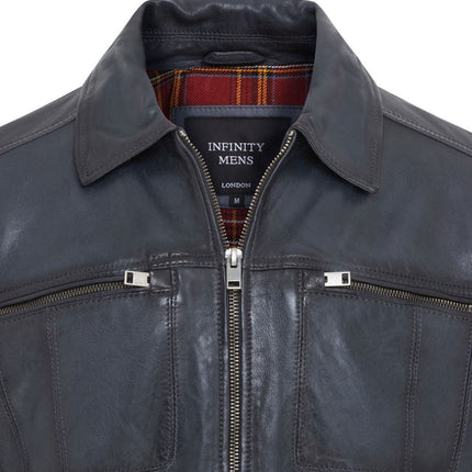 Men's Vintage Classic Short Soft Leather Biker Jacket