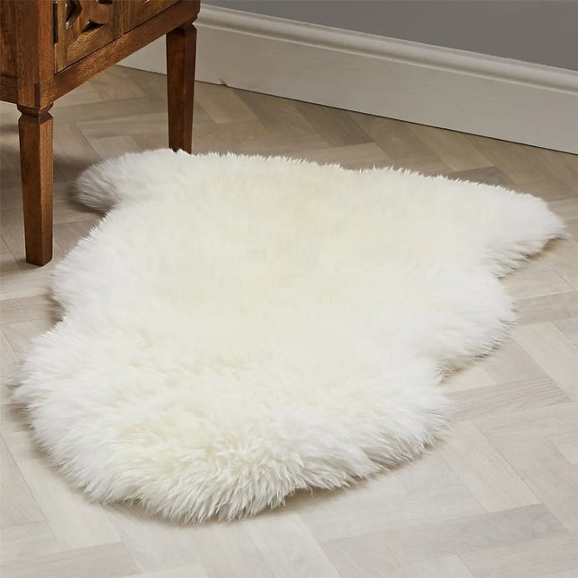 Genuine Ivory Sheepskin Natural Silky Soft Fluffy Real Wool Rug