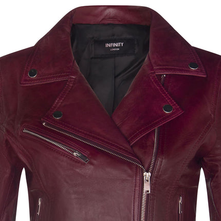 Womens Leather Classic Biker Brando Jacket-Baku