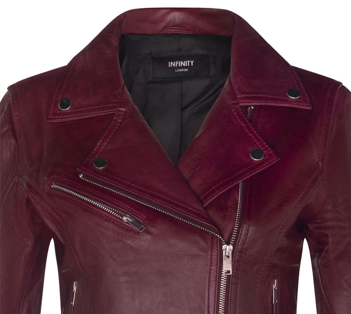 Womens Leather Classic Biker Brando Jacket-Baku