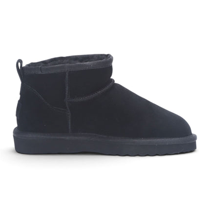Women's Black Genuine Sheepskin Real Fur Winter Ankle Boots - Sable