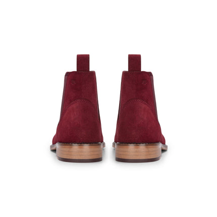 London Brogues Men's Burgundy Wine Suede Leather Slip-On Chelsea Ankle Boots