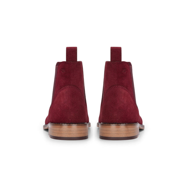 London Brogues Men's Burgundy Wine Suede Leather Slip-On Chelsea Ankle Boots