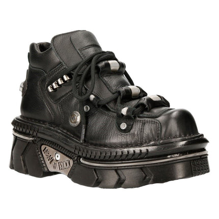 New Rock Unisex Metallic Black Leather Gothic Techno Boots - M-215-S6