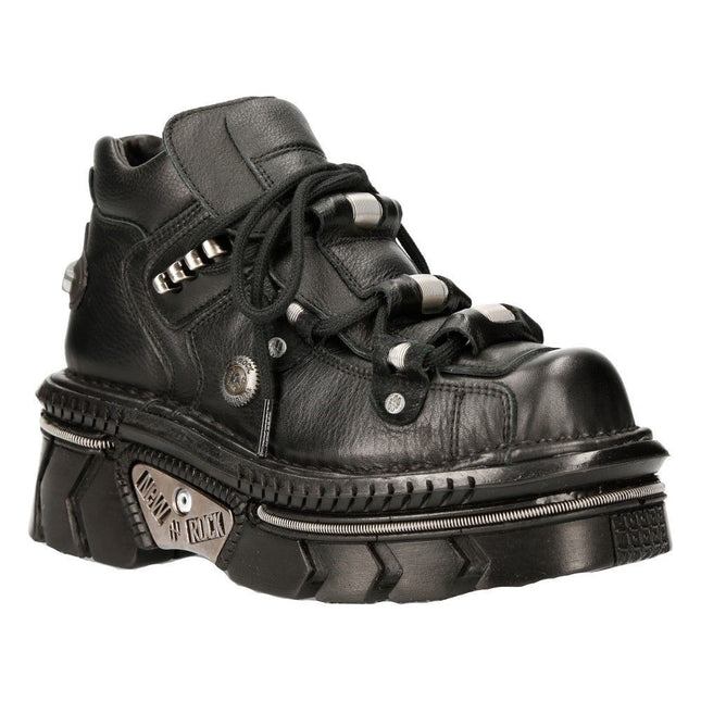 New Rock Unisex Metallic Black Leather Gothic Techno Boots - M-215-S6
