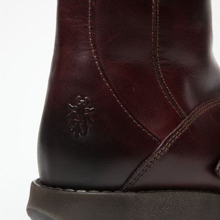 Fly London Womens Wine Mes 2 Wedge Heel Buckle Mid-Calf Leather Zip Platform Boots