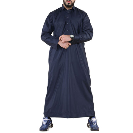 Mens Navy Thobe Jubba Saudi Ramadan Eid Islamic Kaftan Kaudara Arabic Jubbah