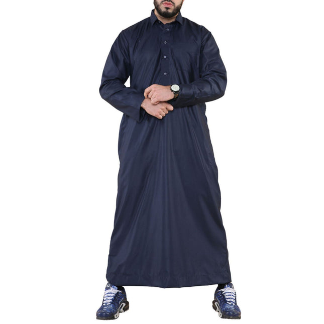 Mens Navy Thobe Jubba Saudi Ramadan Eid Islamic Kaftan Kaudara Arabic Jubbah