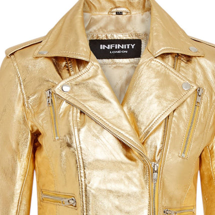 Womens Leather Brando Biker Jacket-Orlando