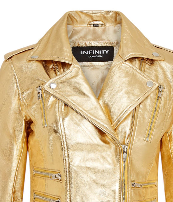 Womens Leather Brando Biker Jacket-Orlando