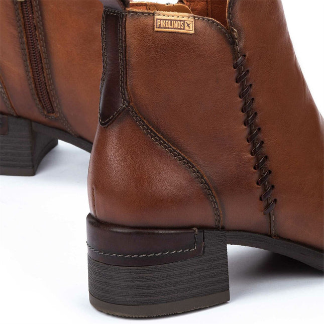 Pikolinos Women’s Cuero Brown Leather Zip Heel Ankle Boots - Malaga