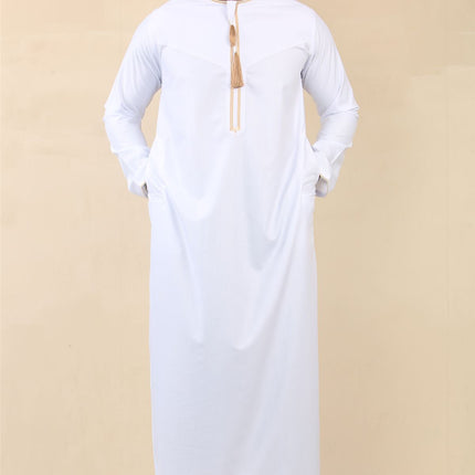 Men's Omani Eid White Thobe  Saudi Emirati Jubba Robe