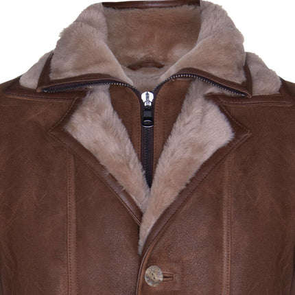 Mens Warm Shearling Sheepskin Leather Coat-Florence
