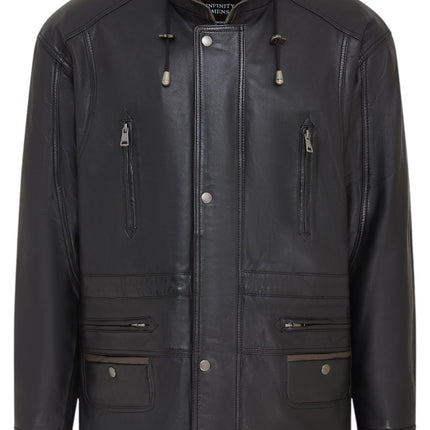 Mens Soft Italian Leather Parka Coat-Winnipeg