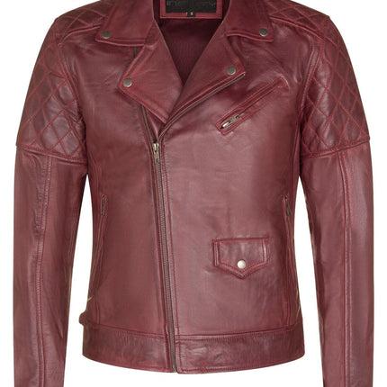 Mens Cross Zip Leather Biker Jacket - Gibraltar
