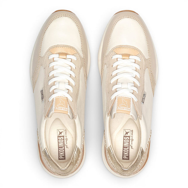 Pikolinos Women's Beige Leather Lace Up Sneaker Trainers Shoes - Arrecife