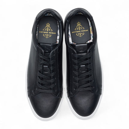 Antique Rogue Men’s Black Leather Trainer Sneaker Shoes - Gibbs