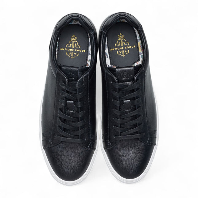 Antique Rogue Men’s Black Leather Trainer Sneaker Shoes - Gibbs