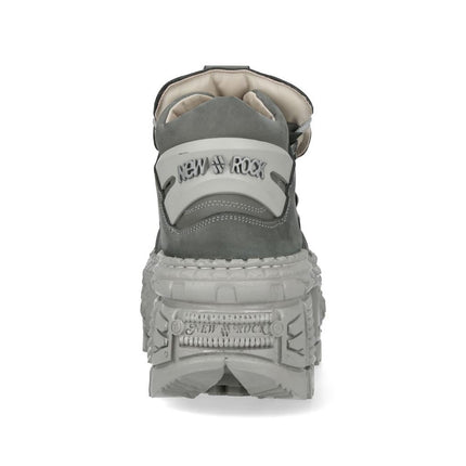 New Rock M-106Wall-C63 Grey Leather Urban Gothic Ankle Boots