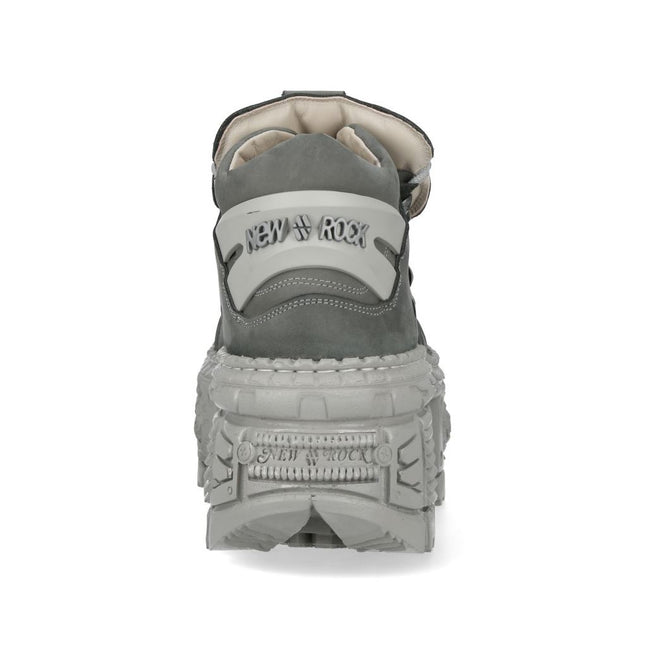 New Rock M-106Wall-C63 Grey Leather Urban Gothic Ankle Boots